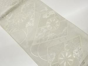 菱に松竹梅・花々模様織出し袋帯